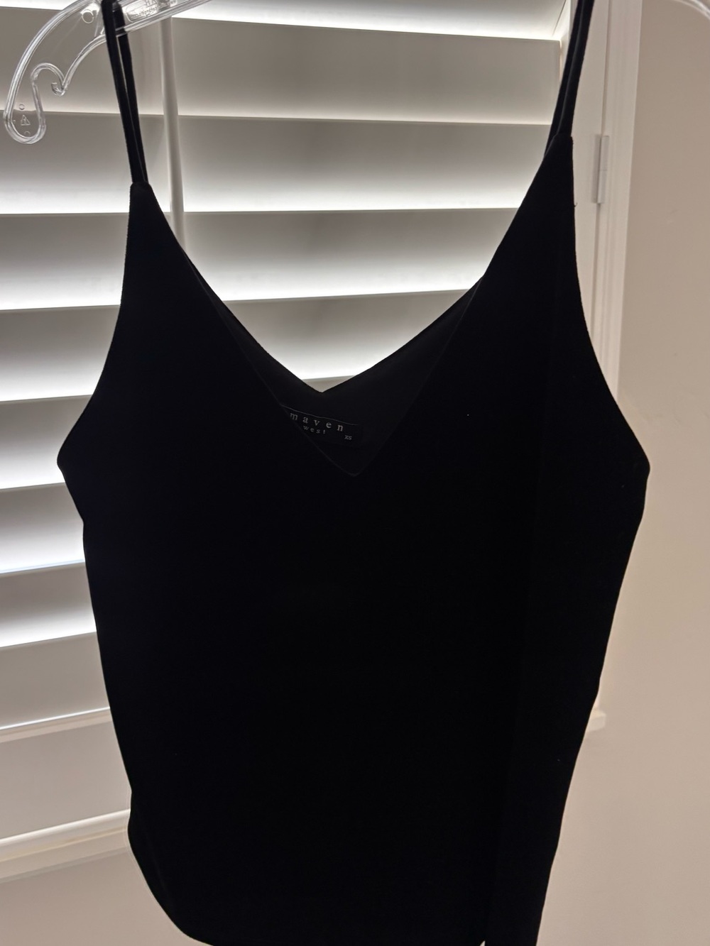 Maven West Black V-Neck Spaghetti Strap Tank Top